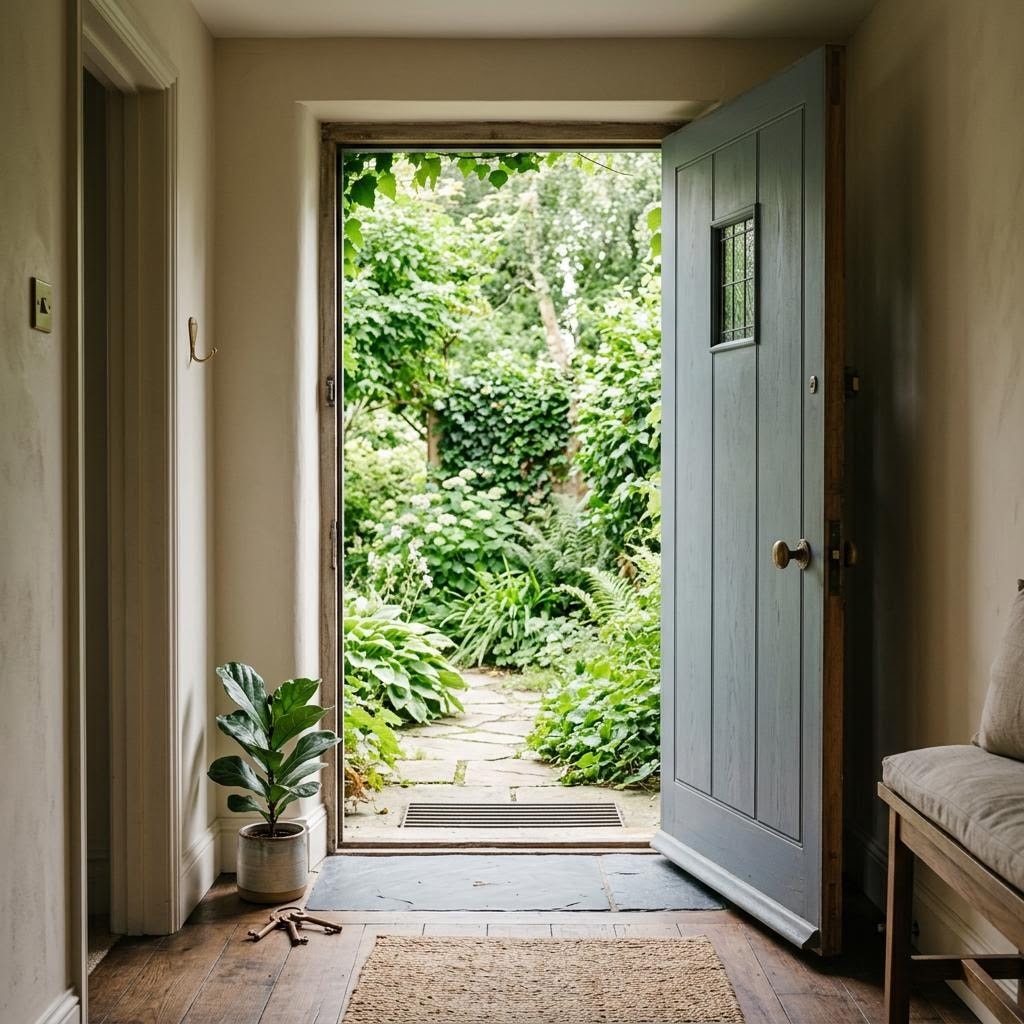 An open front door illustrating healthy boundaries in relationships and the choice to let others in.